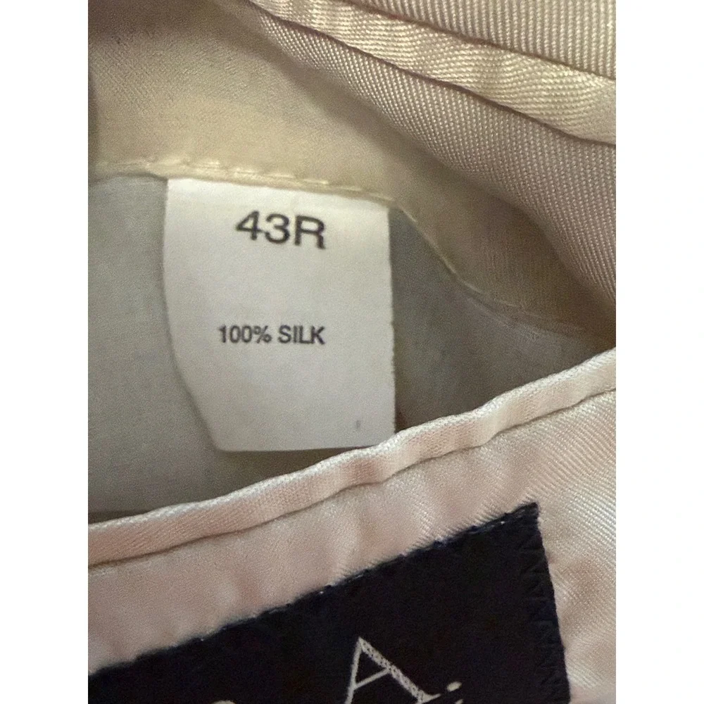 Jos. A. Bank Mens 43R 100% Silk Blazer Sport Coat Beige Two Button Textured 43 R
